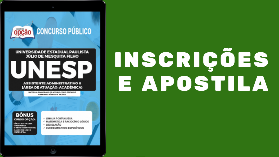 Concurso UNESP 2021-Assistente Administrativo II (Área de atuação